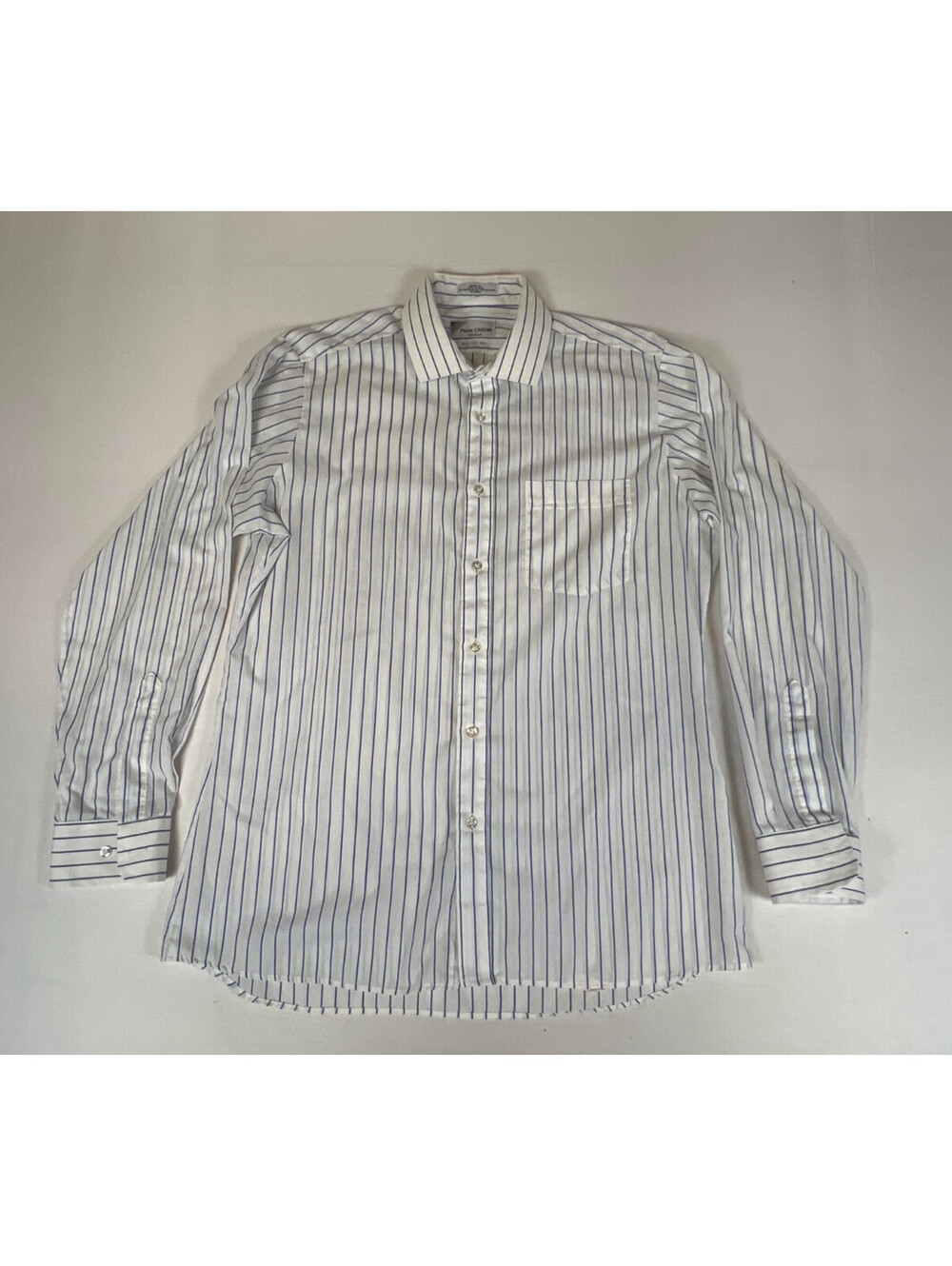 Vintage Pierre Cardin Boutique Mens 16.5 Blue White Striped Dress Shirt 80's